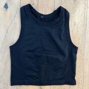 Old Navy Women Large Fitted Seamless Crop Tank Top Black Jack Workout Racerback